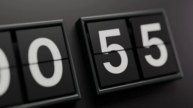 Flip clock countdown counter 60 second animation