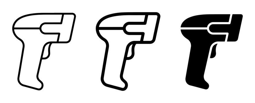 Barcode Scanner Icons, Retail Technology Symbols, Modern Data Capture Devices, Vector Set