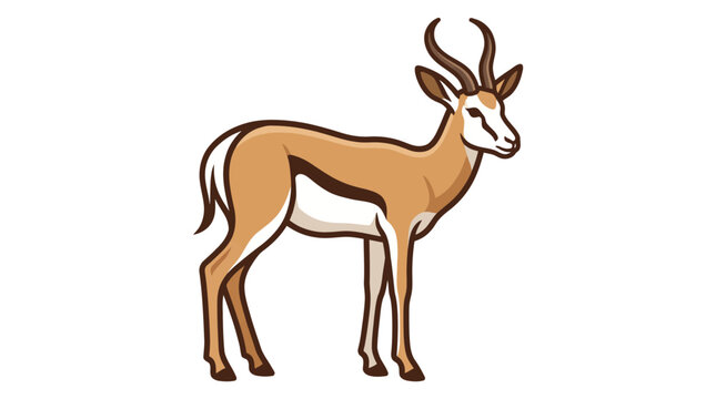 Cartoon Springbok Standing Vector Illustration   