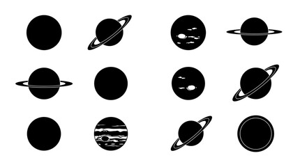 Black and white planetary icons set © Limon