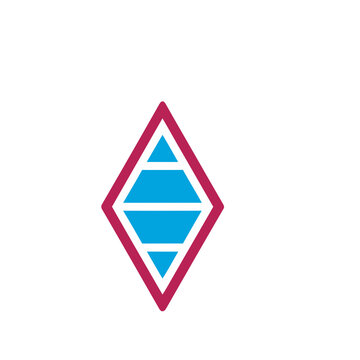 Geometric diamond shape with blue segments