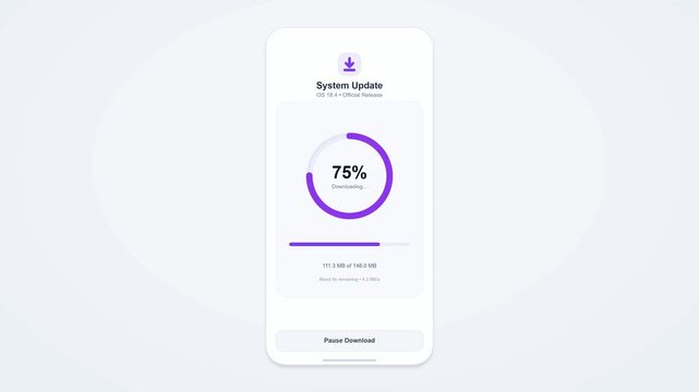 System update progress with software installation status