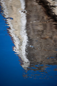 Reflection on petit ponts walk on Yvette river - La Madeleine Castle - Chevreuse - Yvelines - Ile-de-France - France