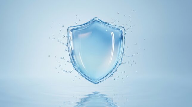 Abstract shield made of liquid water 3D render
