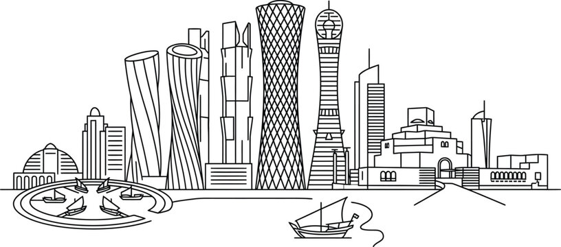 Doha qatar skyline vector illustration