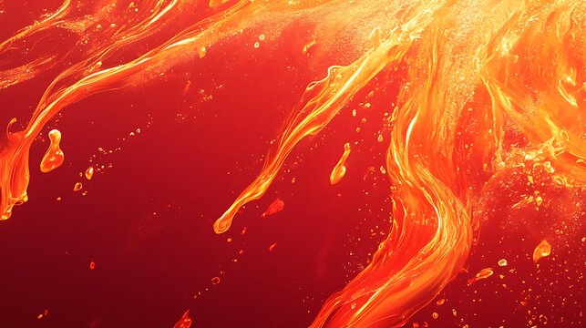 Fiery red liquid abstract background with dynamic flowing paint