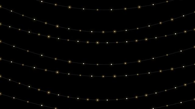 Twinkling warm string lights festive background loop