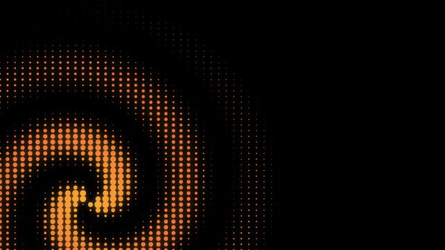 Hypnotic yellow halftone spiral dot abstract background loop