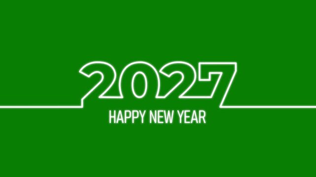 Happy New Year greetings 2027 white line condensed design typography isolated Greetings card graphic or new year theme party invitations 2027 concept. video animation