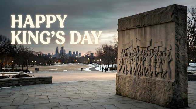Happy king's day overlooking the martin luther king jr. memorial in washington dc