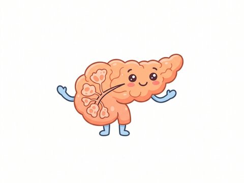 cartoon human pancreas anatomy illustration 
