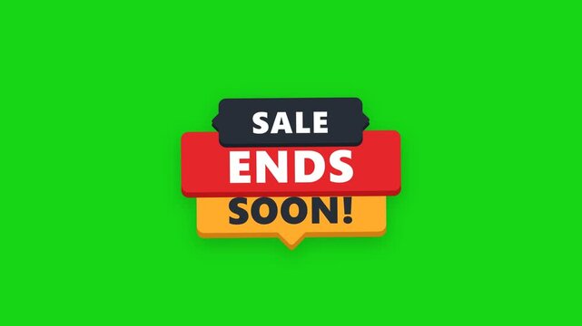 Promotional Sale Ends Soon 3D Badge Banner for Marketing and Retail on Bright Green Background