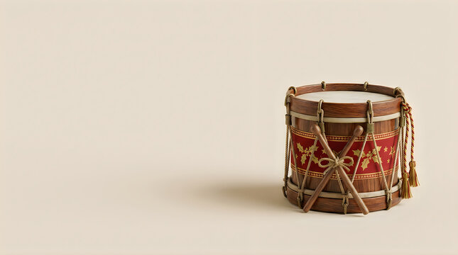 Traditional indian dholak drum isolated on a neutral beige background
