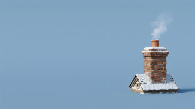 Industrial factory with smokestack emitting smoke against a clear blue sky