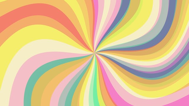 retro starburst sunburst background pattern and pale vintage color palette of orange red beige peach and teal in spiral or swirled radial striped design