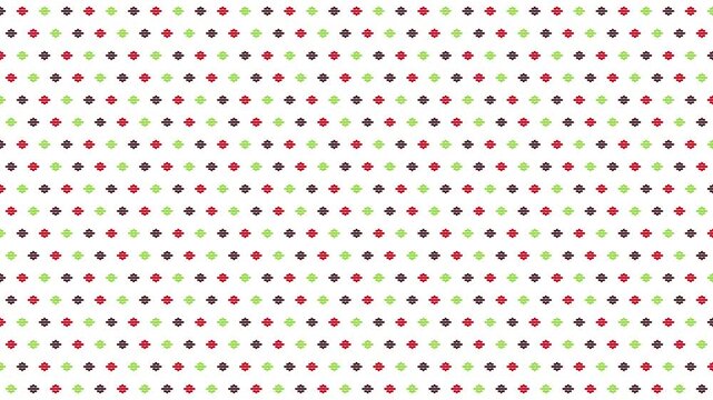 Geometric Folk Pattern Background Animation with Red and Green Motifs
