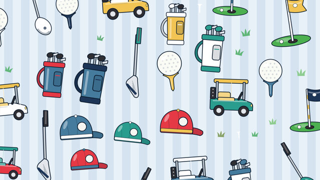 Country Club Golf Icons Pattern Background