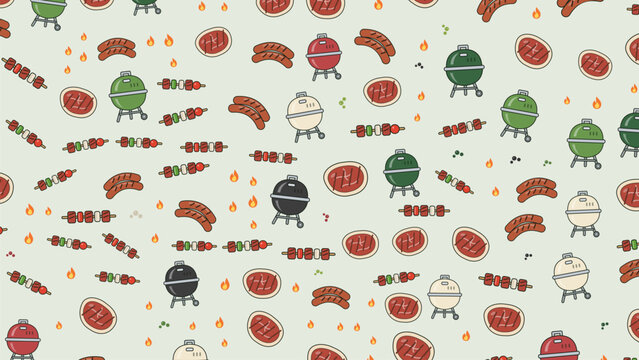 Steak And Sausage Grill Decorative Background
