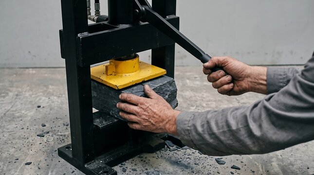 Hydraulic splitter pressing slate block for split face cladding