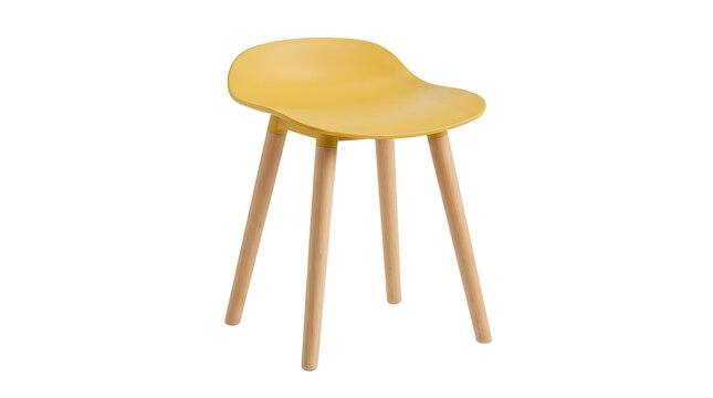 Minimalist Wooden Stool Isolated on Transparent Background