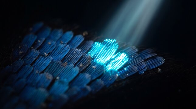 Extreme Magnification of Blue Morpho Butterfly Wing Optical Diffraction