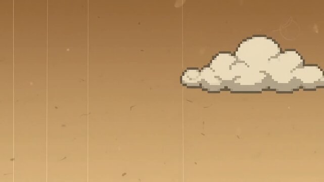 Pixel art cloud drifting across a vintage textured brown background