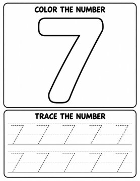 Color And Trace Number Educational Worksheet Printable
