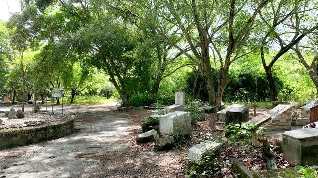 Abandoned Ruins of Armero and Memorial Site of the Nevado del Ruiz Volcanic Disaster in Colombia. Establishing Shot.