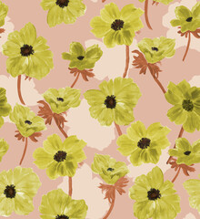 seamless floral pattern Art Beautiful seamless floral pattern featuring hand-painted flowers, ornamental paisley motifs, and decorative foliage in soft pastel and vibrant hues. The design combines pi  © Venkatsai