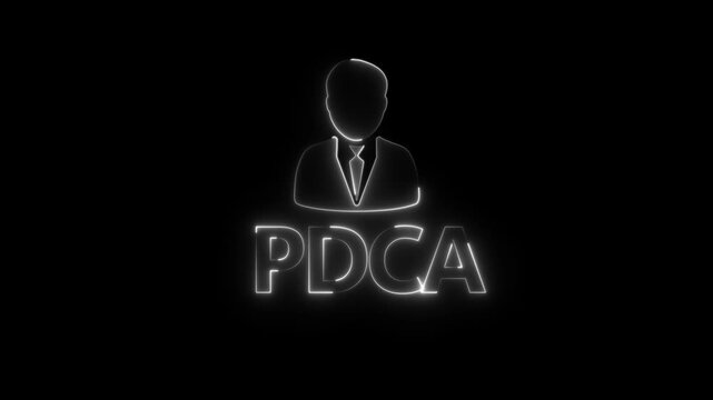 Pdca cycle concept neon sign animation for business management and control strategy plan do check act