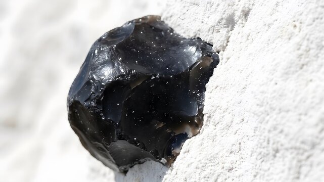 Extreme Macro Texture of a Black Flint Nodule Embedded in Pure White Chalk