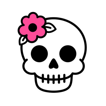 Clean vector image of Skull with flower decoration for Halloween on white background