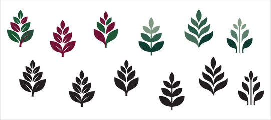 Obraz premium Set of decorative icons featuring a stylized minimalist cristmas tree for holiday graphic design projects