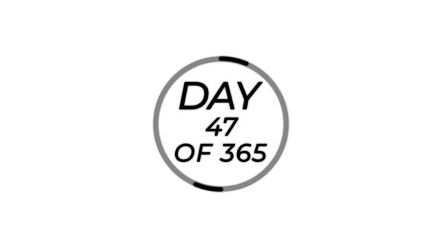 Abstract 0 to 365 days time line with day text animation. Animated of completing 365 of 365 counter.