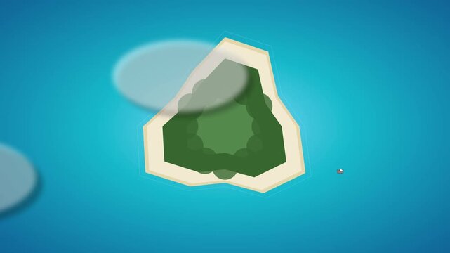 Aerial View of a Tropical Island in Blue Ocean
