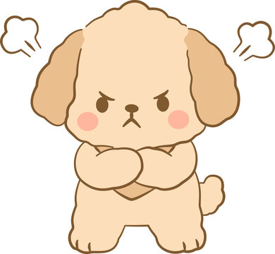 Cute Puppy Character Angry Pose Crossing Arms