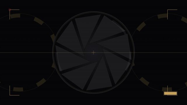 Camera aperture viewfinder hud interface with film overlay futuristic focusing screen technology