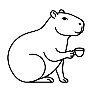 Capybara drinking tea