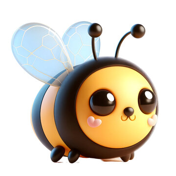 Cute 3d bee isolated on white background