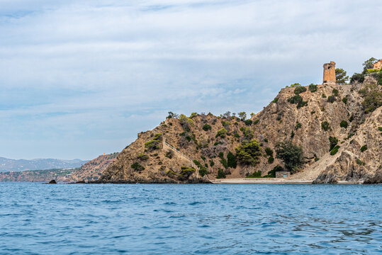 Arab-era watchtower on the Mediterranean coast of the Maro-Cerro Gordo natural area, Spain