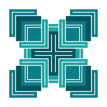 Teal geometric pattern with interlocking shapes