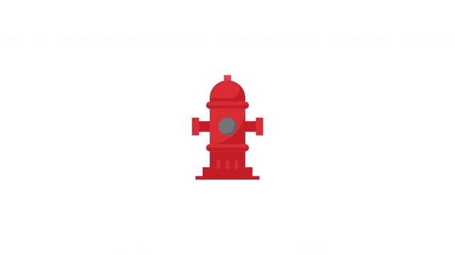 Red fire hydrant icon animation, seamless loop for safety and construction videos
