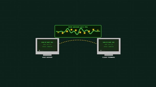 Retro Computer Dial-Up Modem Network Connection and Audio Frequency UI