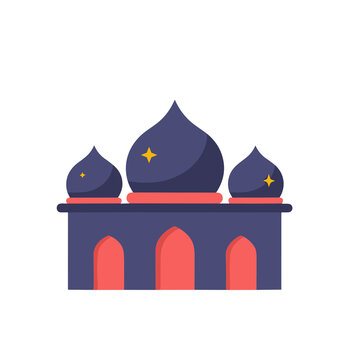 Flat illustration of a building with domes and arches