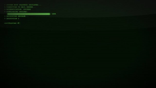 Retro Computer Green Monochrome CRT Terminal Boot Sequence Animation