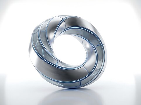 Silver moebius strip on white background a metallic abstract geometric shape