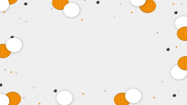 Halloween Background Video 4k With Minimal Modern Orange Pumpkins Cobwebs Spiders and Copy Space
