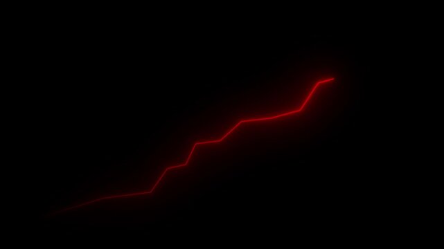 Glowing neon arrow business graph chart animation. business success arrow concept. Neon business animation with down arrow