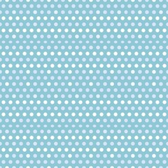 A neat, seamless white and blue polka-dot pattern on a blue background, suitable for clothing, tablecloths, scrunchies, blankets, furoshiki, covers, and pillowcases. © DiasFitri