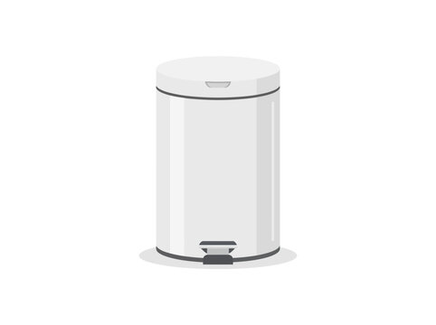 Trash can with foot pedal and lid in a clean kitchen